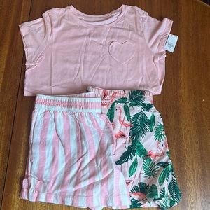 BUNDLE ( 2 pair linen blend short & heart pocket tee) all size L/ 10-12 girls